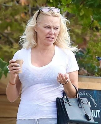 pamela anderson out for coffee in malibu